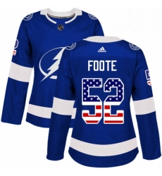 Womens Adidas Tampa Bay Lightning 52 Callan Foote Authentic Blue USA Flag Fashion NHL Jersey Womens Adidas Tampa Bay Lightning 52 Callan Foote Authentic Blue USA Flag Fashion NHL Jersey