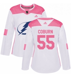 Womens Adidas Tampa Bay Lightning 55 Braydon Coburn Authentic WhitePink Fashion NHL Jersey Womens Adidas Tampa Bay Lightning 55 Braydon Coburn Authentic WhitePink Fashion NHL Jersey