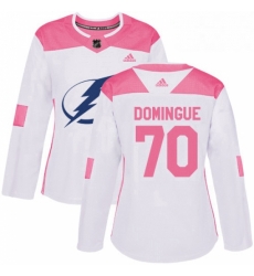 Womens Adidas Tampa Bay Lightning 70 Louis Domingue Authentic White Pink Fashion NHL Jersey Womens Adidas Tampa Bay Lightning 70 Louis Domingue Authentic White Pink Fashion NHL Jersey