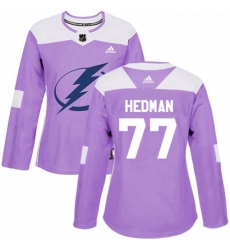 Womens Adidas Tampa Bay Lightning 77 Victor Hedman Authentic Purple Fights Cancer Practice NHL Jersey Womens Adidas Tampa Bay Lightning 77 Victor Hedman Authentic Purple Fights Cancer Practice NHL Jersey