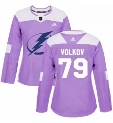 Womens Adidas Tampa Bay Lightning 79 Alexander Volkov Authentic Purple Fights Cancer Practice NHL Jersey Womens Adidas Tampa Bay Lightning 79 Alexander Volkov Authentic Purple Fights Cancer Practice NHL Jersey