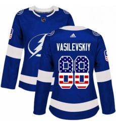 Womens Adidas Tampa Bay Lightning 88 Andrei Vasilevskiy Authentic Blue USA Flag Fashion NHL Jersey Womens Adidas Tampa Bay Lightning 88 Andrei Vasilevskiy Authentic Blue USA Flag Fashion NHL Jersey