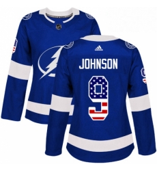 Womens Adidas Tampa Bay Lightning 9 Tyler Johnson Authentic Blue USA Flag Fashion NHL Jersey Womens Adidas Tampa Bay Lightning 9 Tyler Johnson Authentic Blue USA Flag Fashion NHL Jersey