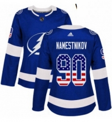 Womens Adidas Tampa Bay Lightning 90 Vladislav Namestnikov Authentic Blue USA Flag Fashion NHL Jersey Womens Adidas Tampa Bay Lightning 90 Vladislav Namestnikov Authentic Blue USA Flag Fashion NHL Jersey