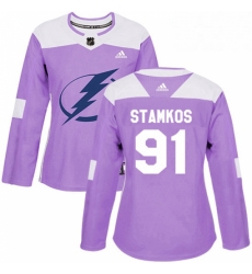 Womens Adidas Tampa Bay Lightning 91 Steven Stamkos Authentic Purple Fights Cancer Practice NHL Jersey Womens Adidas Tampa Bay Lightning 91 Steven Stamkos Authentic Purple Fights Cancer Practice NHL Jersey