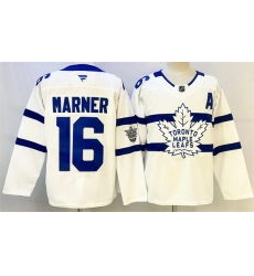 Men Toronto Maple Leafs 16 Mitchell Marner White With A Patch Stadium Series Stitched Jersey