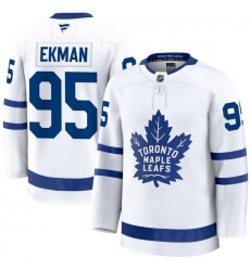Men Toronto Maple Leafs Oliver Ekman 95 Fanatics Away White Premium Stitched Hockey Jersey