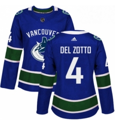 Womens Adidas Vancouver Canucks 4 Michael Del Zotto Premier Blue Home NHL Jersey Womens Adidas Vancouver Canucks 4 Michael Del Zotto Premier Blue Home NHL Jersey
