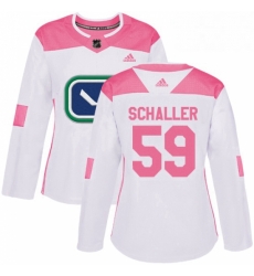 Womens Adidas Vancouver Canucks 59 Tim Schaller Authentic White Pink Fashion NHL Jersey 
