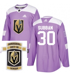 Adidas Golden Knights #30 Malcolm Subban Purple Authentic Fights Cancer Stitched NHL Inaugural Season Patch Jersey Adidas Golden Knights #30 Malcolm Subban Purple Authentic Fights Cancer Stitched NHL Inaugural Season Patch Jersey