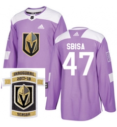 Adidas Golden Knights #47 Luca Sbisa Purple Authentic Fights Cancer Stitched NHL Inaugural Season Patch Jersey Adidas Golden Knights #47 Luca Sbisa Purple Authentic Fights Cancer Stitched NHL Inaugural Season Patch Jersey