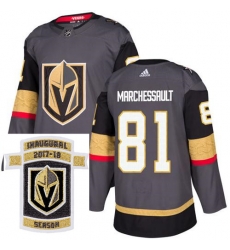 Adidas Golden Knights #81 Jonathan Marchessault Grey Home Authentic Stitched NHL Inaugural Season Patch Jersey Adidas Golden Knights #81 Jonathan Marchessault Grey Home Authentic Stitched NHL Inaugural Season Patch Jersey