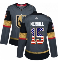 Womens Adidas Vegas Golden Knights 15 Jon Merrill Authentic Gray USA Flag Fashion NHL Jersey Womens Adidas Vegas Golden Knights 15 Jon Merrill Authentic Gray USA Flag Fashion NHL Jersey