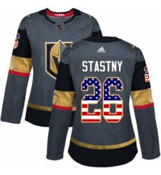Womens Adidas Vegas Golden Knights 26 Paul Stastny Authentic Gray USA Flag Fashion NHL Jersey Womens Adidas Vegas Golden Knights 26 Paul Stastny Authentic Gray USA Flag Fashion NHL Jersey