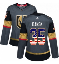 Womens Adidas Vegas Golden Knights 35 Oscar Dansk Authentic Gray USA Flag Fashion NHL Jersey Womens Adidas Vegas Golden Knights 35 Oscar Dansk Authentic Gray USA Flag Fashion NHL Jersey