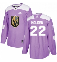 Youth Adidas Vegas Golden Knights 22 Nick Holden Authentic Purple Fights Cancer Practice NHL Jersey 