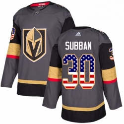 Youth Adidas Vegas Golden Knights 30 Malcolm Subban Authentic Gray USA Flag Fashion NHL Jersey 