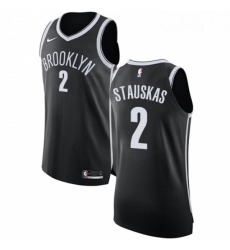 Youth Nike Brooklyn Nets 2 Nik Stauskas Authentic Black Road NBA Jersey Icon Edition 