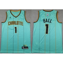 Men Charlotte Hornets 1 LaMelo Ball Mint 2024 25 City Edition Stitched Basketball Jersey