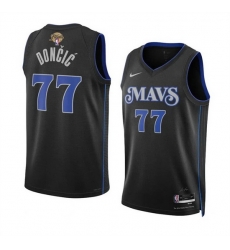 Men Dallas Mavericks 77 Luka Doncic Black 2024 Finals City Edition Stitched Basketball Jersey Men Dallas Mavericks 77 Luka Doncic Black 2024 Finals City Edition Stitched Basketball Jersey