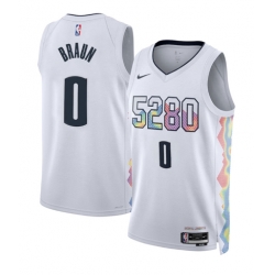Men Denver Nuggets  0 Christian Braun White 2024 25 City Edition Stitched Basketball Jersey