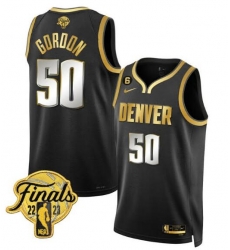 Men Denver Nuggets Aaron Gordon #50 Black Gold Edition 2023 Finals Collection With NO 6 Patch Stitched Basketball Jersey Men Denver Nuggets Aaron Gordon #50 Black Gold Edition 2023 Finals Collection With NO 6 Patch Stitched Basketball Jersey