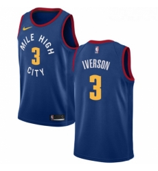 Youth Nike Denver Nuggets 3 Allen Iverson Swingman Light Blue Alternate NBA Jersey Statement Edition