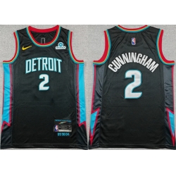 Men Detroit Pistons 2 Cade Cunningham Black 2025 26 City Edition Stitched Basketball Jersey