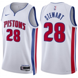 Men Detroit Pistons  28 Isaiah Stewart White Association Edition Stitched Basketball Jersey