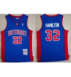 Men Detroit Pistons Richard Hamilton #32 Blue Hardwood Classic Mitchell Ness Jersey Men Detroit Pistons Richard Hamilton #32 Blue Hardwood Classic Mitchell Ness Jersey