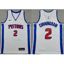 Youth Detroit Pistons  2 Cade Cunningham White Stitched Basketball Jersey