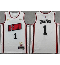 Men Houston Rockets 1 Amen Thompson White 2024 25 City Edition Stitched Jersey