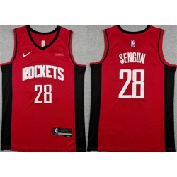 Men Houston Rockets 28 Alperen Sengun Red Icon Edition Stitched Jersey