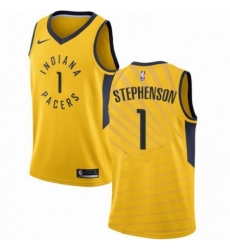 Mens Nike Indiana Pacers 1 Lance Stephenson Swingman Gold NBA Jersey Statement Edition 