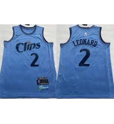 Men Los Angeles Clippers 2 Kawhi Leonard Light Blue 2024 25 City Edition Stitched Jersey