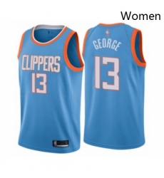 Womens Los Angeles Clippers 13 Paul George Swingman Blue Basketball Jersey City Edition Womens Los Angeles Clippers 13 Paul George Swingman Blue Basketball Jersey City Edition