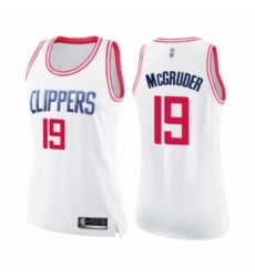 Womens Los Angeles Clippers 19 Rodney McGruder Swingman White Pink Fashion Basketball Jersey Womens Los Angeles Clippers 19 Rodney McGruder Swingman White Pink Fashion Basketball Jersey