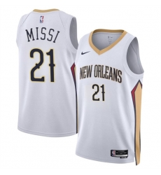 Men New Orleans Pelicans 21 Yves Missi White 2024 Draft Association Edition Stitched Basketball Jersey Men New Orleans Pelicans 21 Yves Missi White 2024 Draft Association Edition Stitched Basketball Jersey