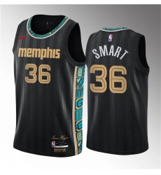 Men Memphis Grizzlies 36 Marcus Smart Black 2020 21 City Edition Stitched Basketball Jersey Men Memphis Grizzlies 36 Marcus Smart Black 2020 21 City Edition Stitched Basketball Jersey