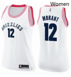 Womens Nike Memphis Grizzlies 12 Ja Morant White Pink NBA Swingman Fashion Jersey Womens Nike Memphis Grizzlies 12 Ja Morant White Pink NBA Swingman Fashion Jersey