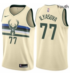 Youth Nike Milwaukee Bucks 77 Ersan Ilyasova Swingman Cream NBA Jersey City Edition Youth Nike Milwaukee Bucks 77 Ersan Ilyasova Swingman Cream NBA Jersey City Edition