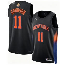 Men New Yok Knicks 11 Jalen Brunson Black 2026 Final Patch 2025 26 Statement Edition Stitched Basketball Jersey