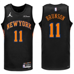Men New Yok Knicks 11 Jalen Brunson Black Stitched NBA Basketball Jersey