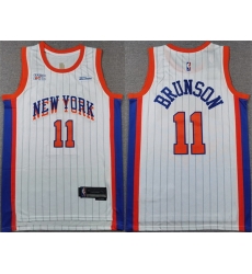 Men New Yok Knicks 11 Jalen Brunson White 2024 25 City Edition Stitched Basketball Jersey