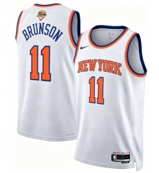 Men New Yok Knicks  11 Jalen Brunson White 2026 Finals Patch Icon Edition Stitched Basketball Jersey