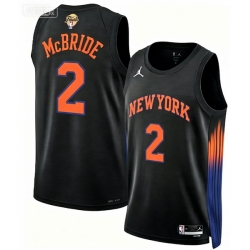 Men New Yok Knicks 2 Miles McBride Black 2026 Final Patch 2026 Finals Patch Statement Edition Stitched Basketball Jersey
