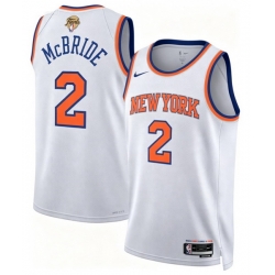 Men New Yok Knicks 2 Miles McBride White 2026 Finals Patch Icon Edition Stitched Basketball Jersey