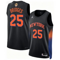 Men New Yok Knicks 25 Mikal Bridges Black 2026 Final Patch 2025 26 Statement Edition Stitched Basketball Jersey
