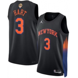 Men New Yok Knicks 3 Josh Hart Black 2026 Final Patch 2026 Finals Patch Statement Edition Stitched Basketball Jersey