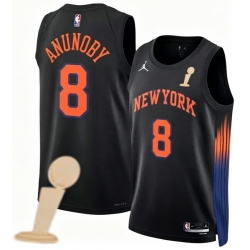Men New Yok Knicks 8 OG Anunoby Black 2026 Champions Patch City Edition Stitched Basketball Jersey
